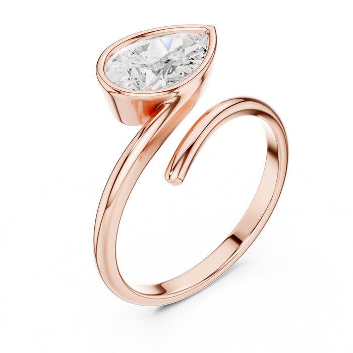 Pear Lab Grown Diamond Bezel Engagement Ring rose gold video