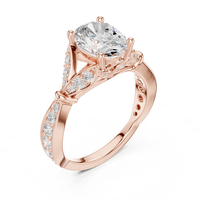 Oval Lab Grown Diamond Side-Stone Engagement Ring rose gold video