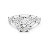 Oval Lab Grown Diamond Side-Stone Engagement Ring