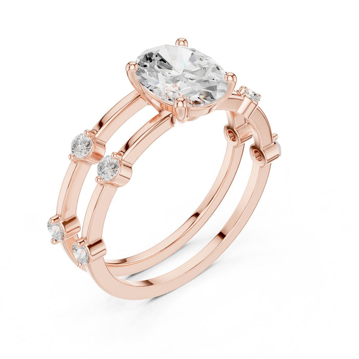 Oval Lab Grown Diamond Side-Stone Engagement Ring rose gold video