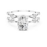Oval Lab Grown Diamond Side-Stone Engagement Ring