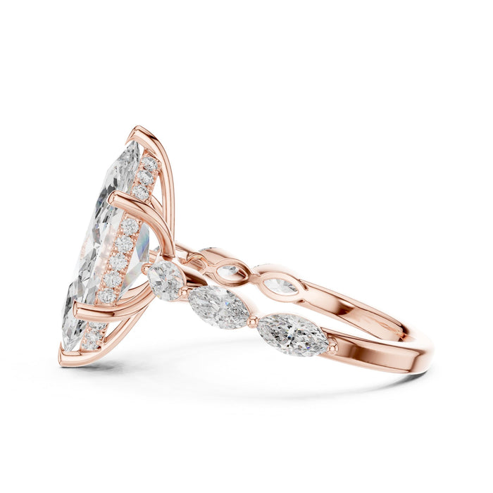 Marquise Lab Grown Diamond Side-Stone Engagement Ring yellow gold video