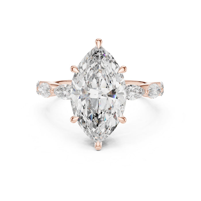 Marquise Lab Grown Diamond Side-Stone Engagement Ring rose gold video