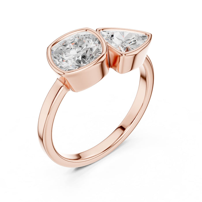 Toi Et Moi Lab Grown Diamond Bezel Engagement Ring rose gold video