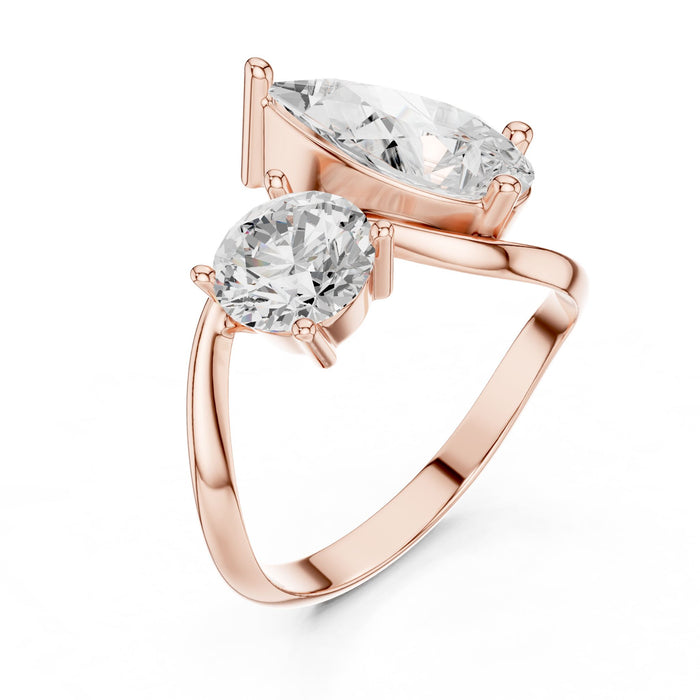 Toi Et Moi Lab Grown Diamond Three-Stone Engagement Ring rose gold video