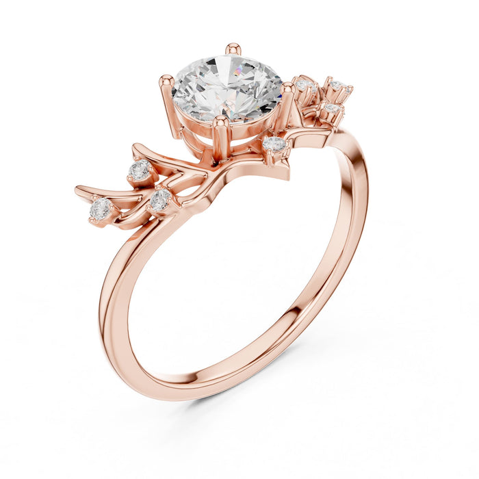 Round Lab Grown Diamond Side-Stone Engagement Ring rose gold video