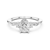 Pear Lab Grown Diamond Side-Stone Engagement Ring