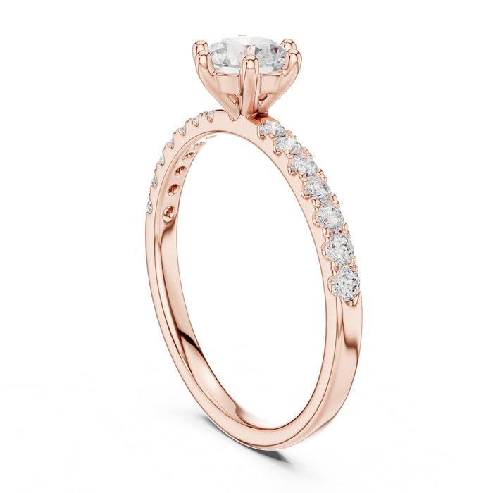 Round Lab Grown Diamond Pave Engagement Ring yellow gold video