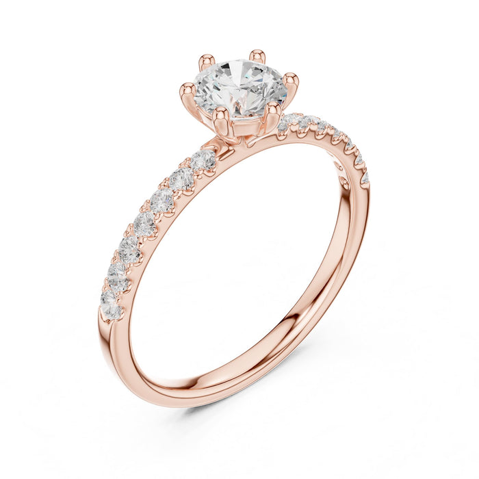 Round Lab Grown Diamond Pave Engagement Ring rose gold video