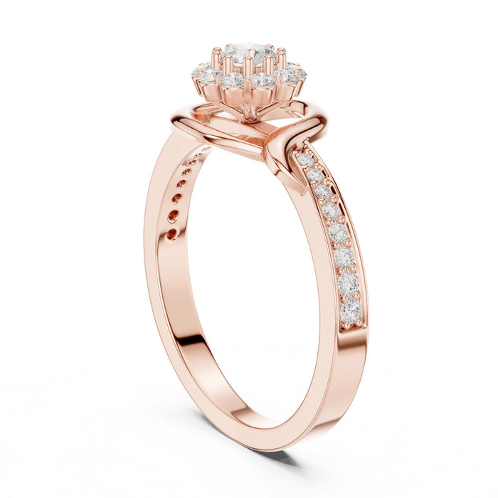 Round Lab Grown Diamond Halo Engagement Ring yellow gold video