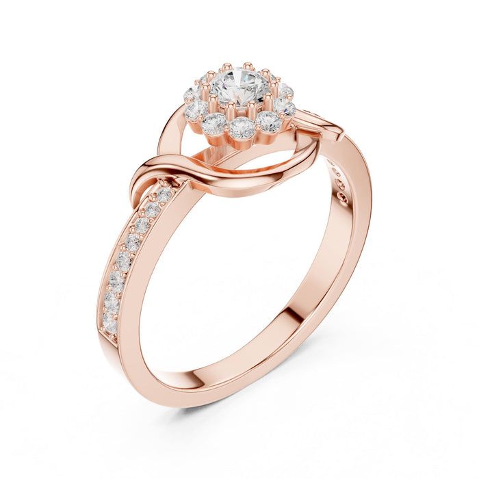 Round Lab Grown Diamond Halo Engagement Ring rose gold video