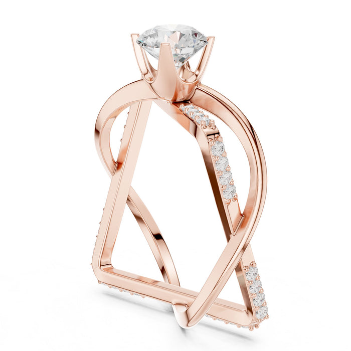 Round Lab Grown Diamond Twisted Engagement Ring yellow gold video