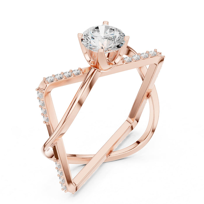 Round Lab Grown Diamond Twisted Engagement Ring rose gold video