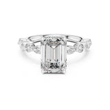 Emerald Lab Grown Diamond Side-Stone Engagement Ring