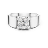 Round Lab Grown Diamond Cathedral Engagement Ring