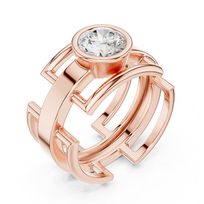 Round Lab Grown Diamond Bezel Engagement Ring rose gold video