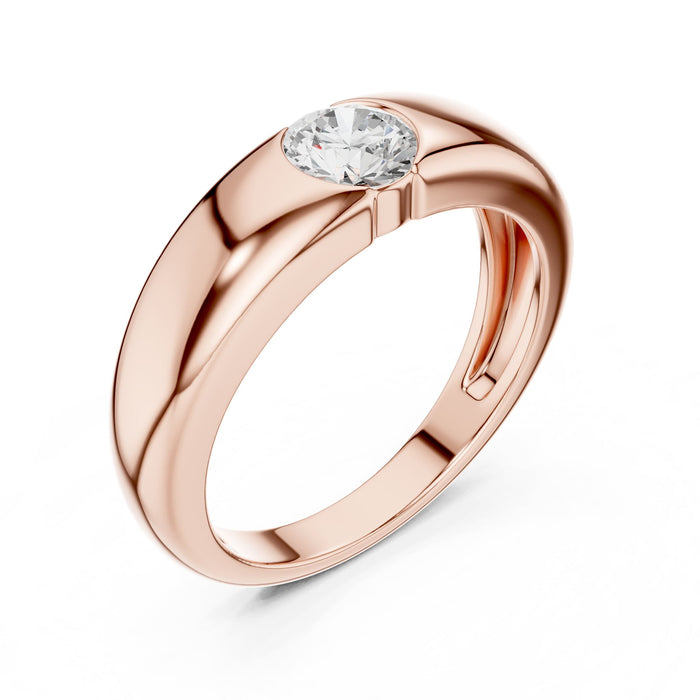 Round Lab Grown Diamond Bezel Engagement Ring rose gold video