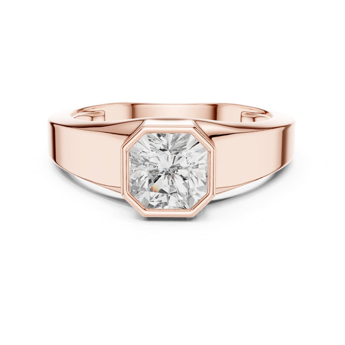 Octagon Lab Grown Diamond Bezel Engagement Ring rose gold video