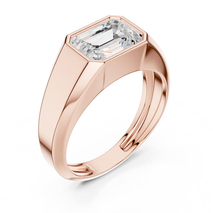 Emerald Lab Grown Diamond Bezel Engagement Ring rose gold video