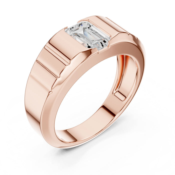 Emerald Lab Grown Diamond Bezel Engagement Ring rose gold video