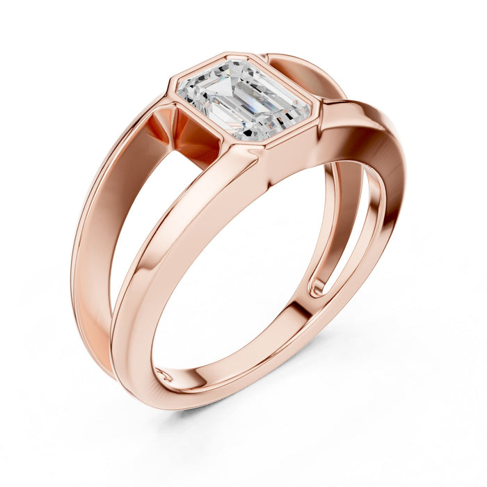 Emerald Lab Grown Diamond Bezel Engagement Ring rose gold video