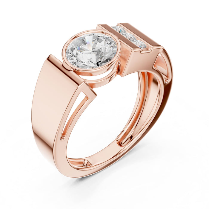 Round Lab Grown Diamond Bezel Engagement Ring rose gold video