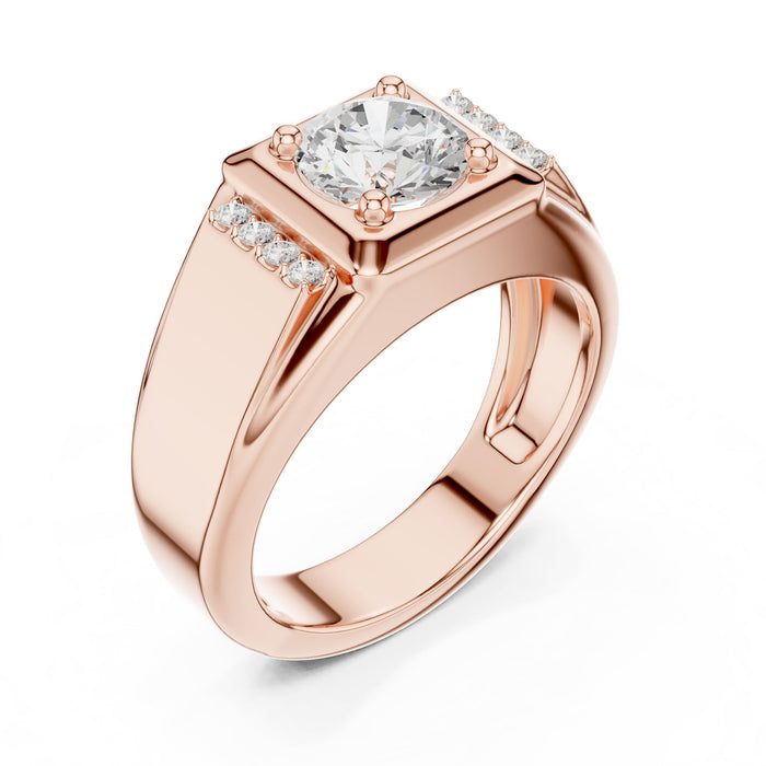 Round Lab Grown Diamond Side-Stone Engagement Ring rose gold video