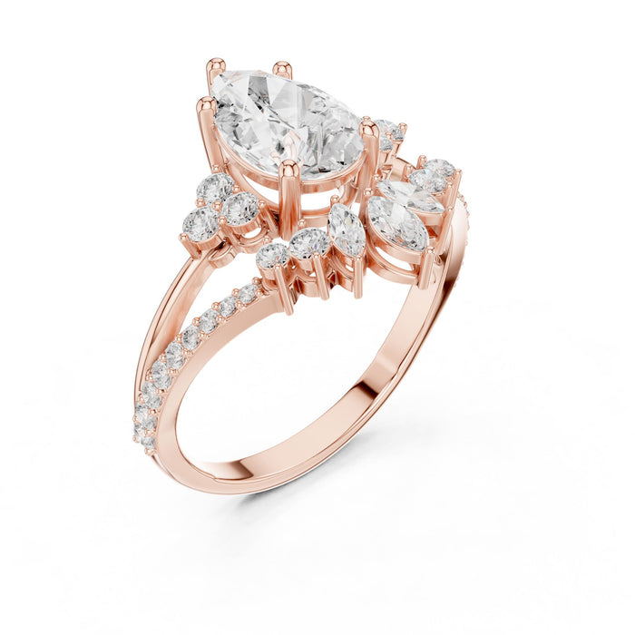 Pear Lab Grown Diamond Halo Engagement Ring rose gold video
