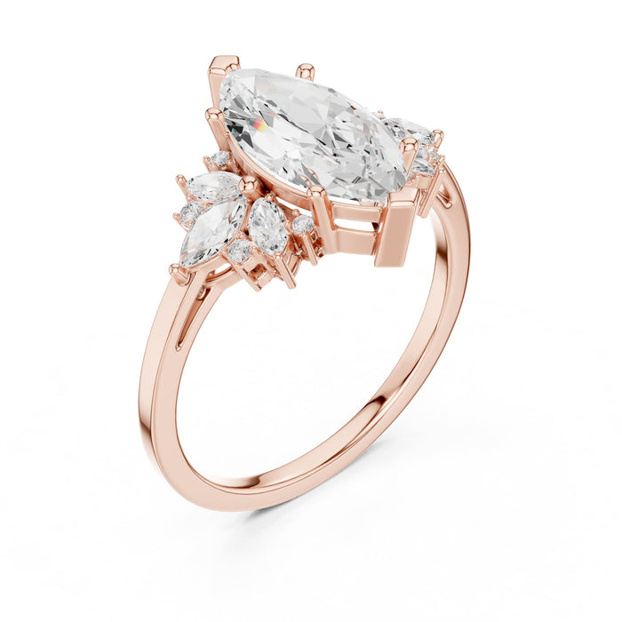 Marquise Lab Grown Diamond Three-Stone Engagement Ring rose gold video
