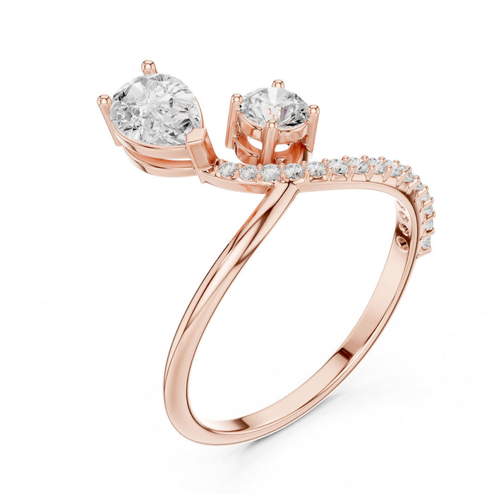 Pear Lab Grown Diamond Side-Stone Engagement Ring rose gold video