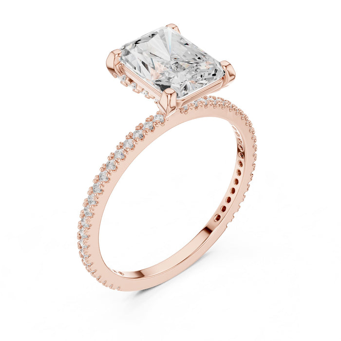 Emerald Lab Grown Diamond Pave Engagement Ring rose gold video