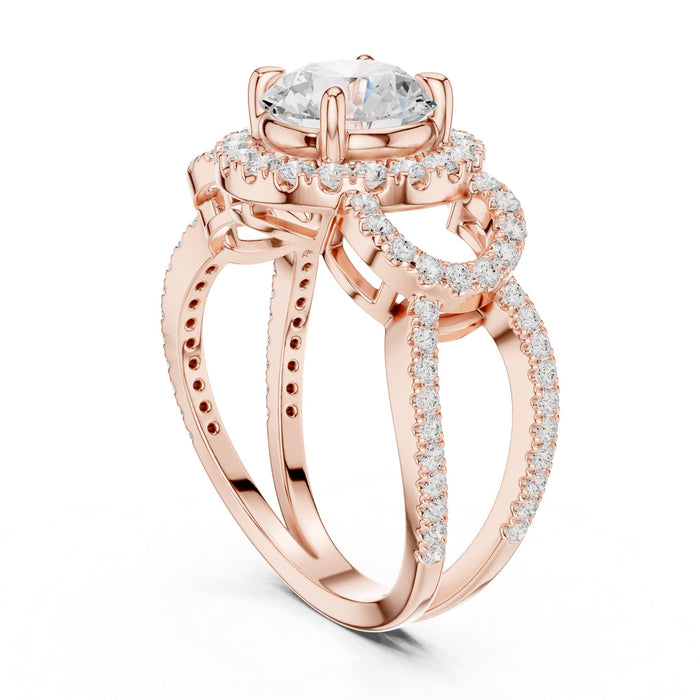 Round Lab Grown Diamond Halo Engagement Ring yellow gold video