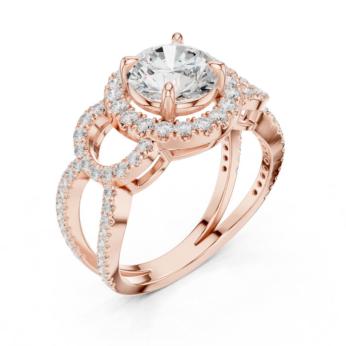 Round Lab Grown Diamond Halo Engagement Ring rose gold video
