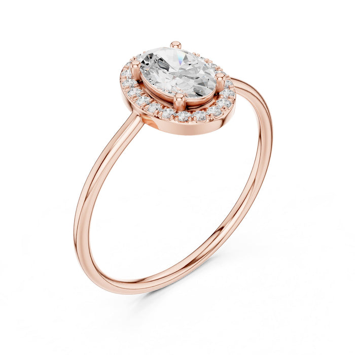Oval Lab Grown Diamond Halo Engagement Ring rose gold video