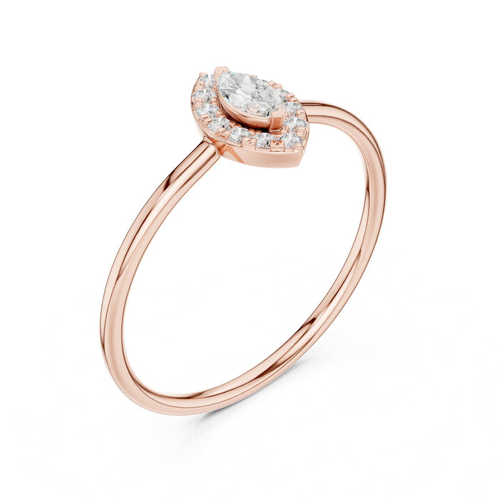 Marquise Lab Grown Diamond Halo Engagement Ring rose gold video