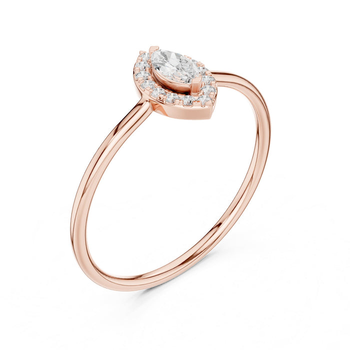 Marquise Lab Grown Diamond Halo Engagement Ring rose gold video