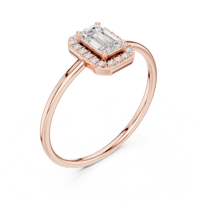 Emerald Lab Grown Diamond Halo Engagement Ring rose gold video