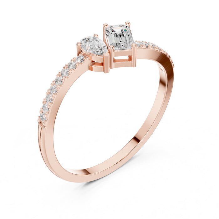 Toi Et Moi Lab Grown Diamond Three-Stone Engagement Ring rose gold video