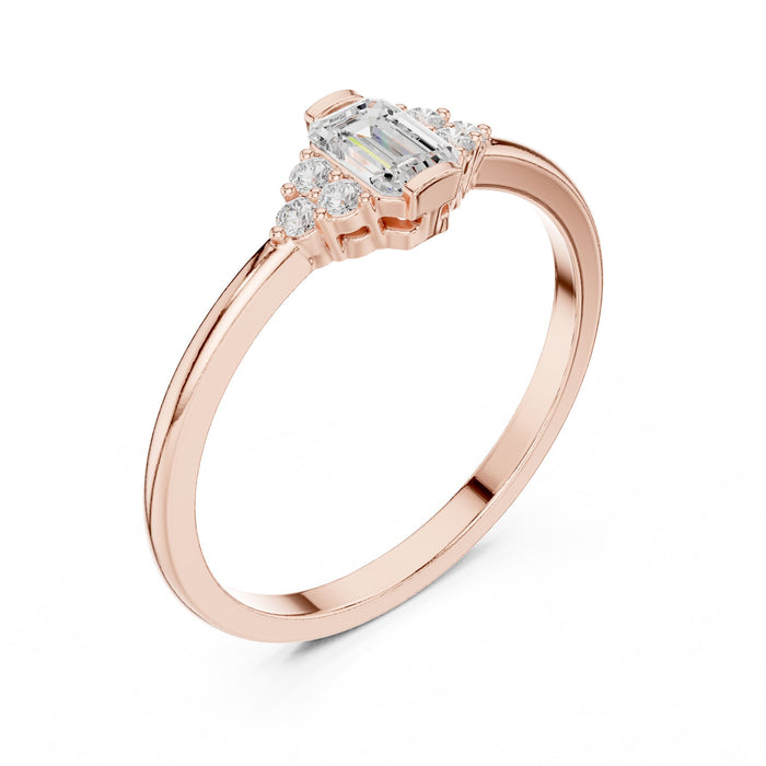 Emerald Lab Grown Diamond Side-Stone Engagement Ring rose gold video