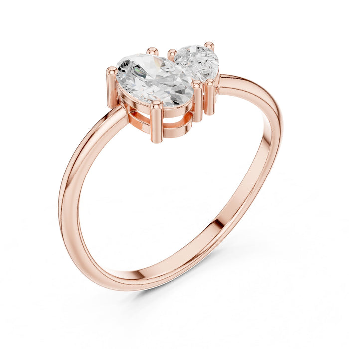 Toi Et Moi Lab Grown Diamond Side-Stone Engagement Ring rose gold video