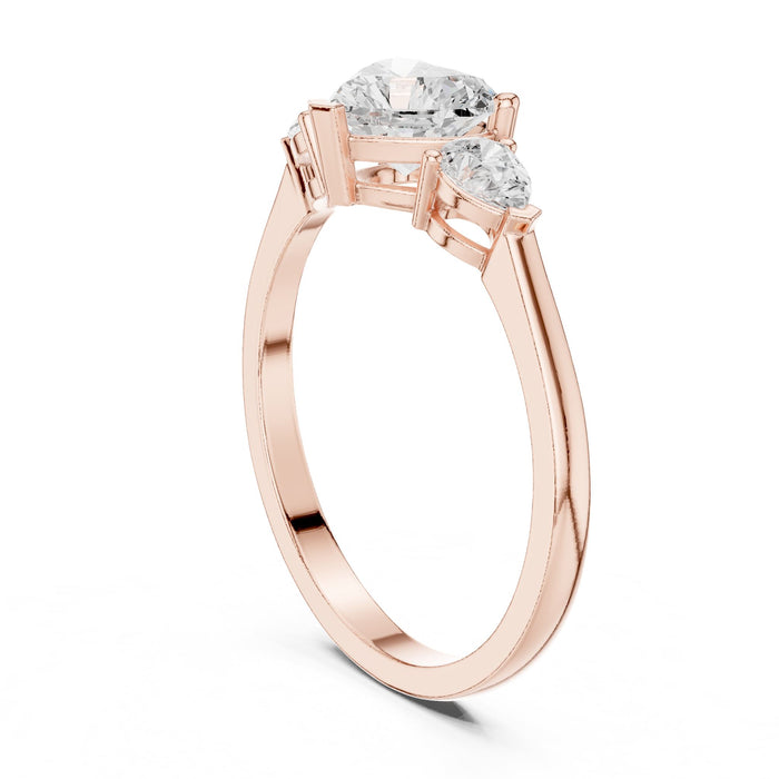 Heart Lab Grown Diamond Three-Stone Engagement Ring yellow gold video