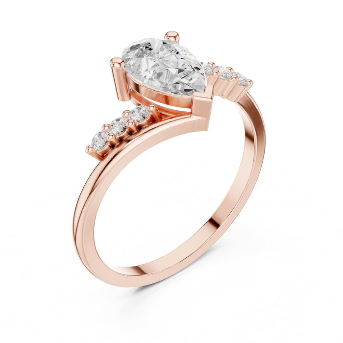 Pear Lab Grown Diamond Side-Stone Engagement Ring rose gold video