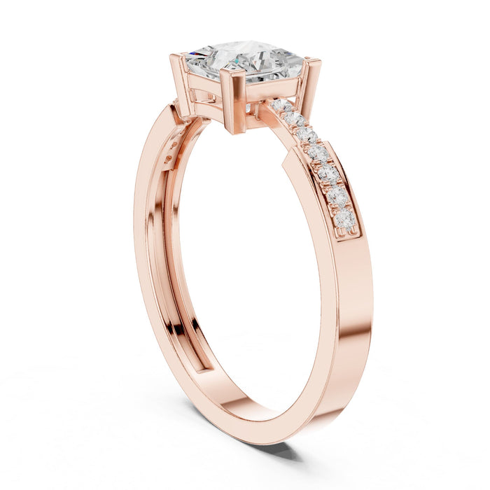 Princess Lab Grown Diamond Side-Stone Engagement Ring yellow gold video