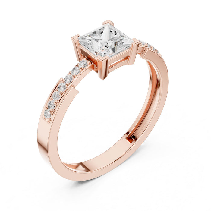 Princess Lab Grown Diamond Side-Stone Engagement Ring rose gold video