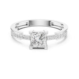 Princess Lab Grown Diamond Side-Stone Engagement Ring
