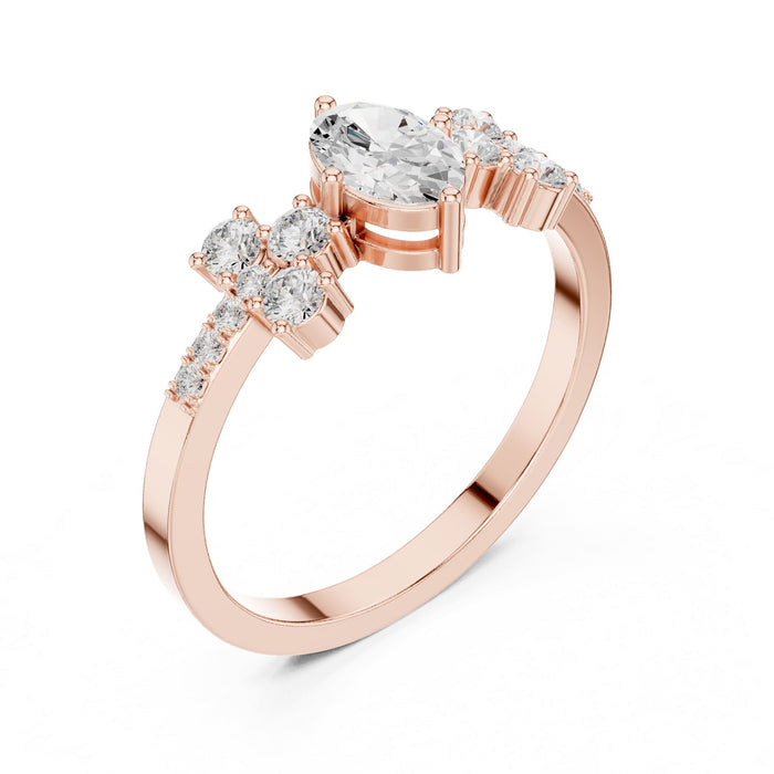 Oval Lab Grown Diamond Side-Stone Engagement Ring rose gold video