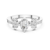 Oval Lab Grown Diamond Side-Stone Engagement Ring