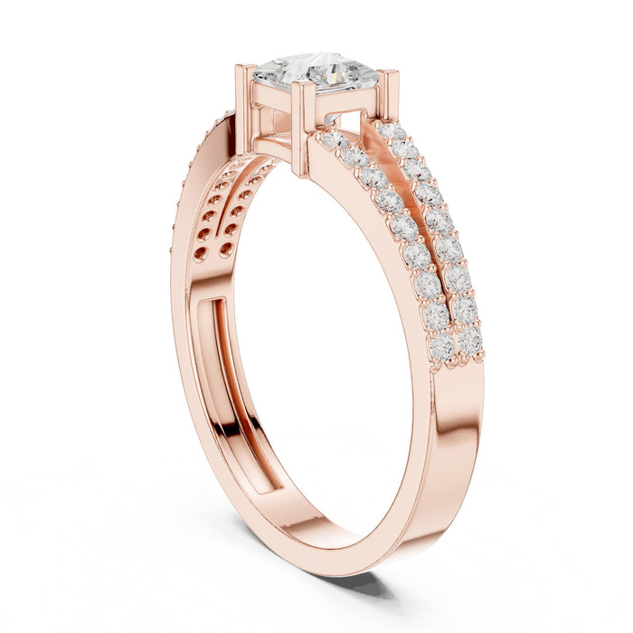 Princess Lab Grown Diamond Split-Shank Engagement Ring yellow gold video