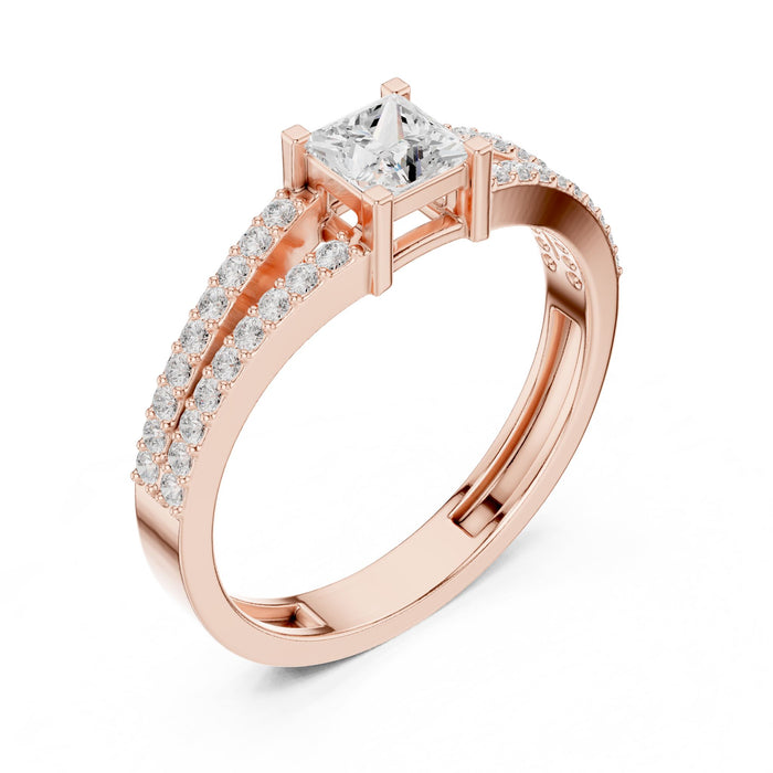 Princess Lab Grown Diamond Split-Shank Engagement Ring rose gold video