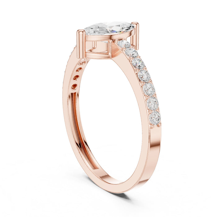 Marquise Lab Grown Diamond Side-Stone Engagement Ring yellow gold video